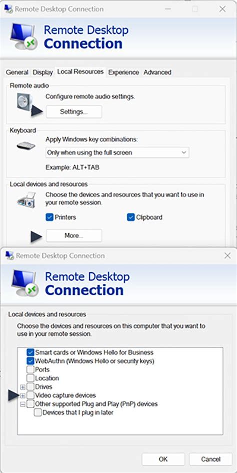 Enabling and supporting webcam use on remote desktops